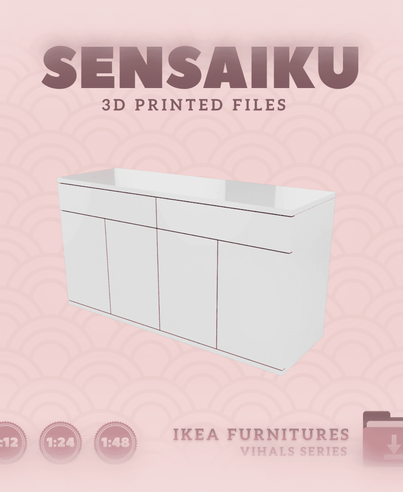 Miniature Replica 14. VIHALS Sideboard for Miniature Dollhouse - IKEA - 3D Print Instant Download 3d model