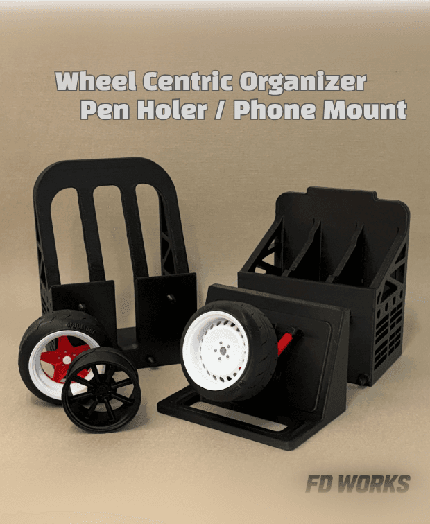 Kinetic Wheel Centric Organizer(Pen Holder and Phoen Mount Include)) 3d model