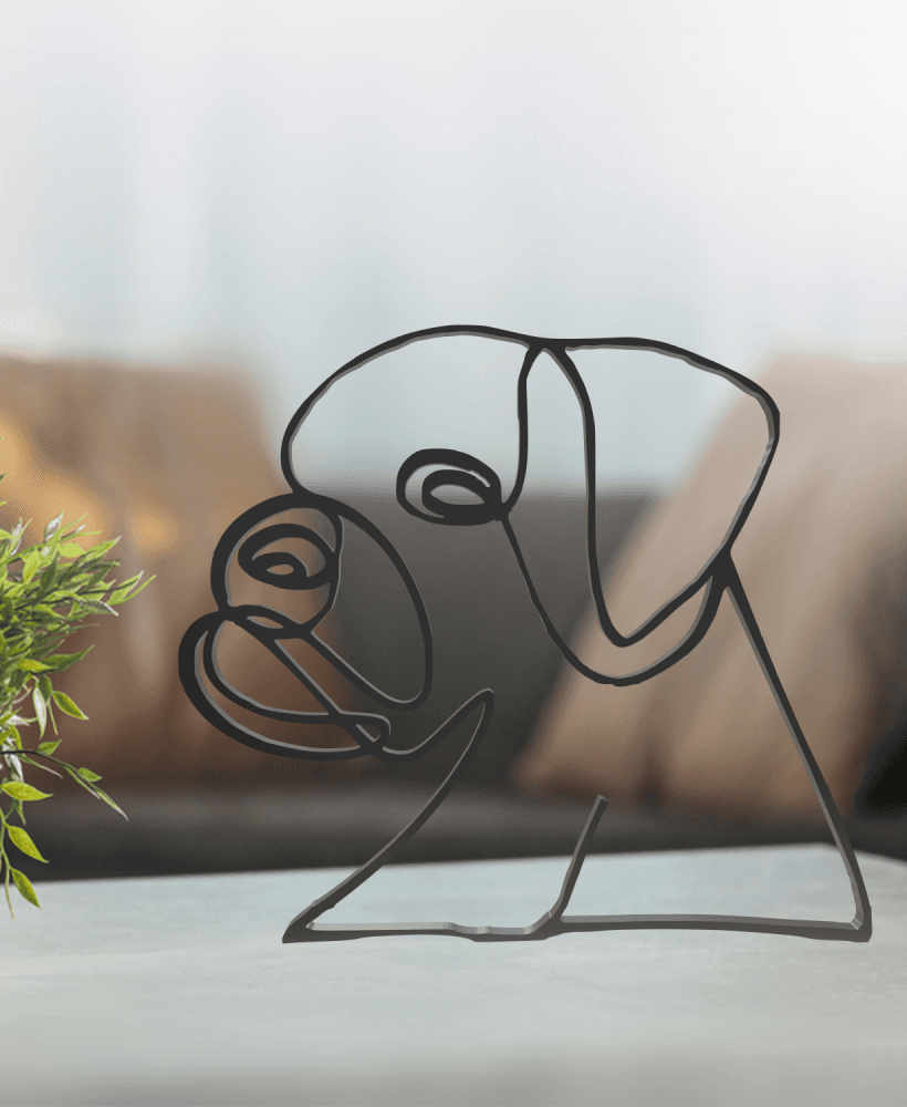 Bulldog Line Art, Modern, Minimalist 3d model