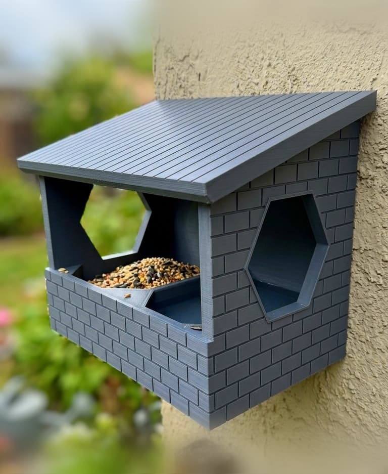 Masonry Nook: 100% Support-Free Wall Bird Feeder 3d model