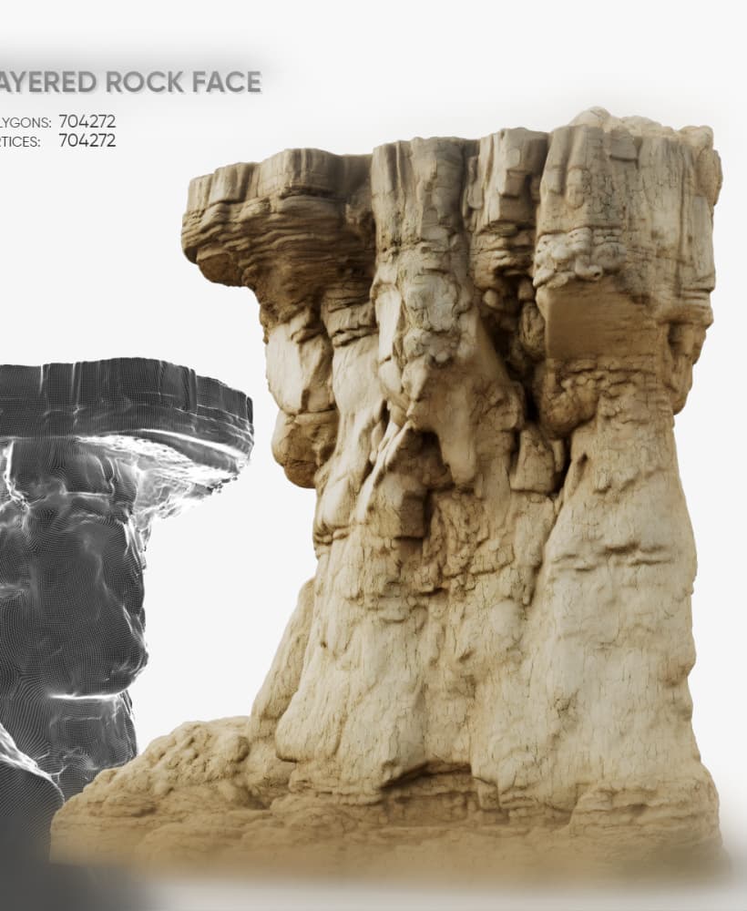 Layered Rock Face 3d model