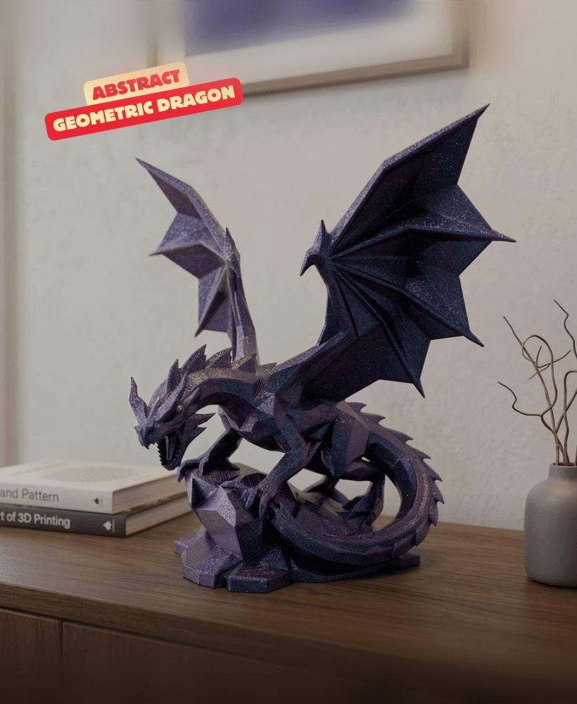 ABSTRACT GEOMETRIC DRAGON SCULPTURE ON ROCK / GOTHIC DECOR / SHELF SCULPTURE DECOR / MODERN DRAGON S 3d model