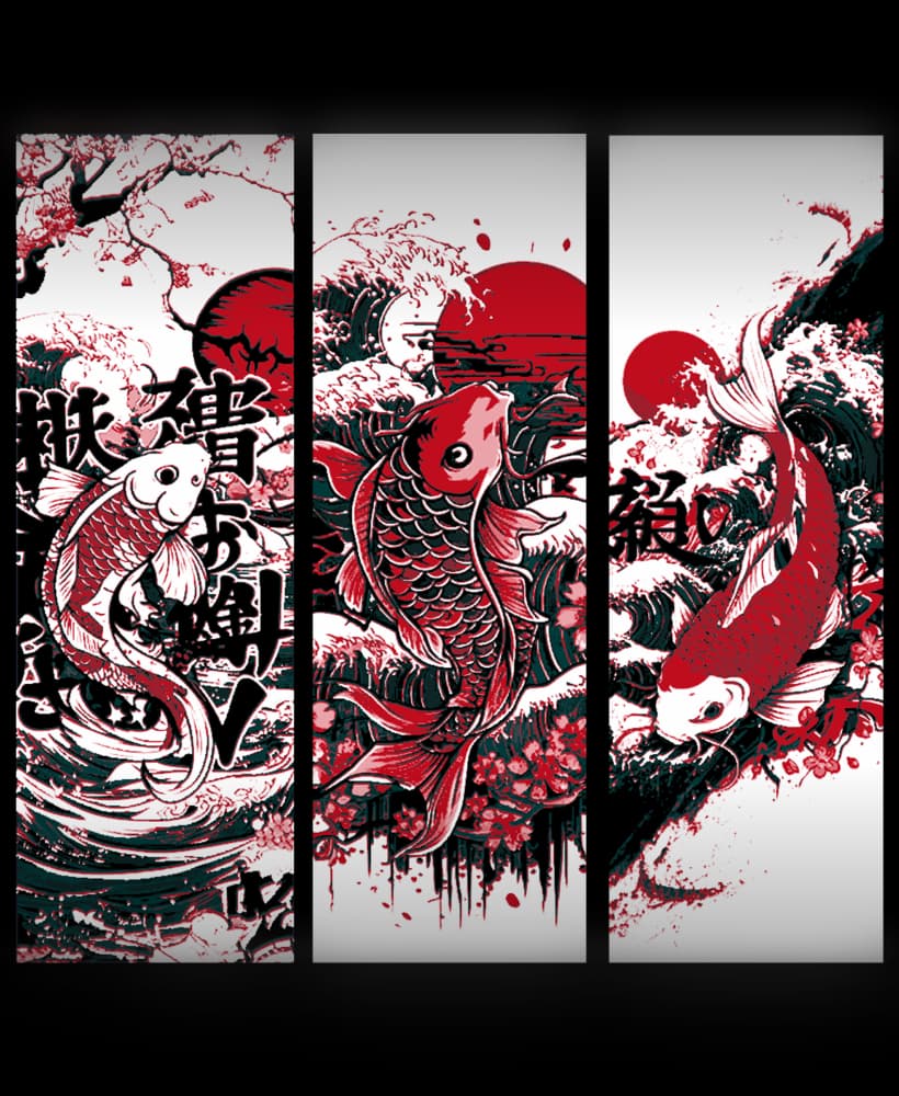 Bookmark set - artwork of the Koi swimming 3d model