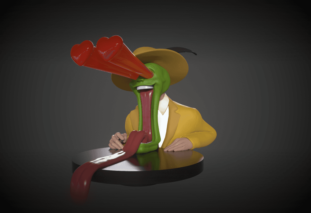 Crazy Cartoon In Love - Expressive Retro Comic Bust 3d model