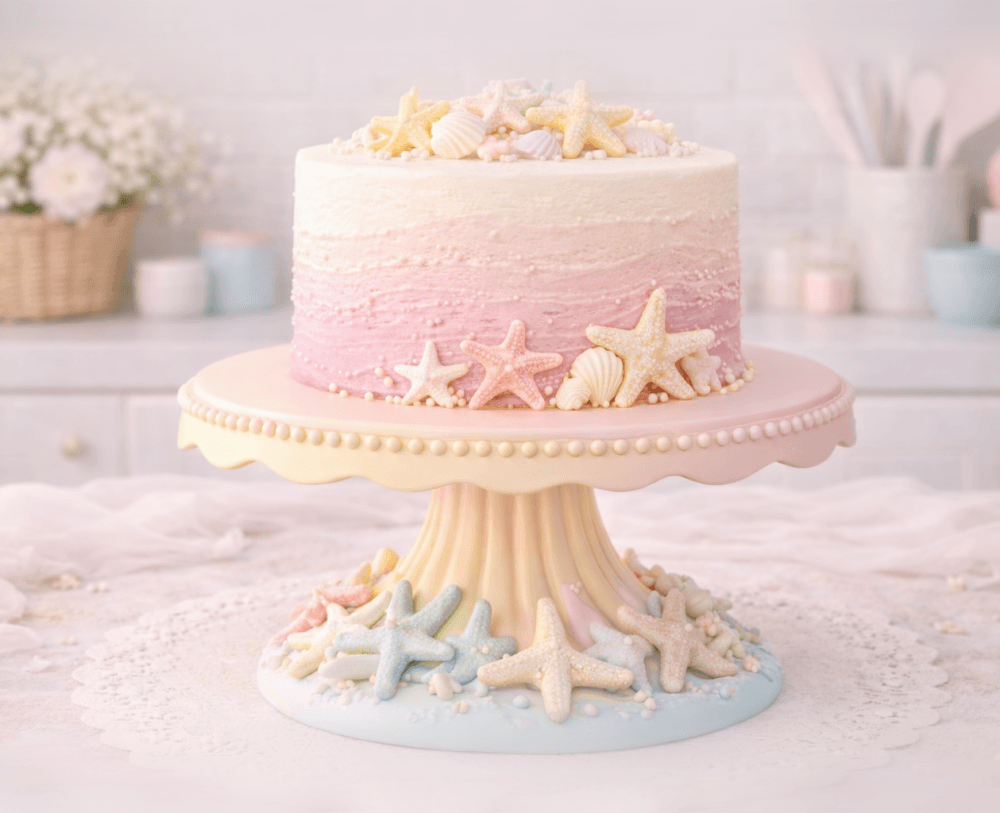 Sea World Cake Display Stand STL – Cute Ocean-Themed Pedestal for Desserts & Decor 3d model
