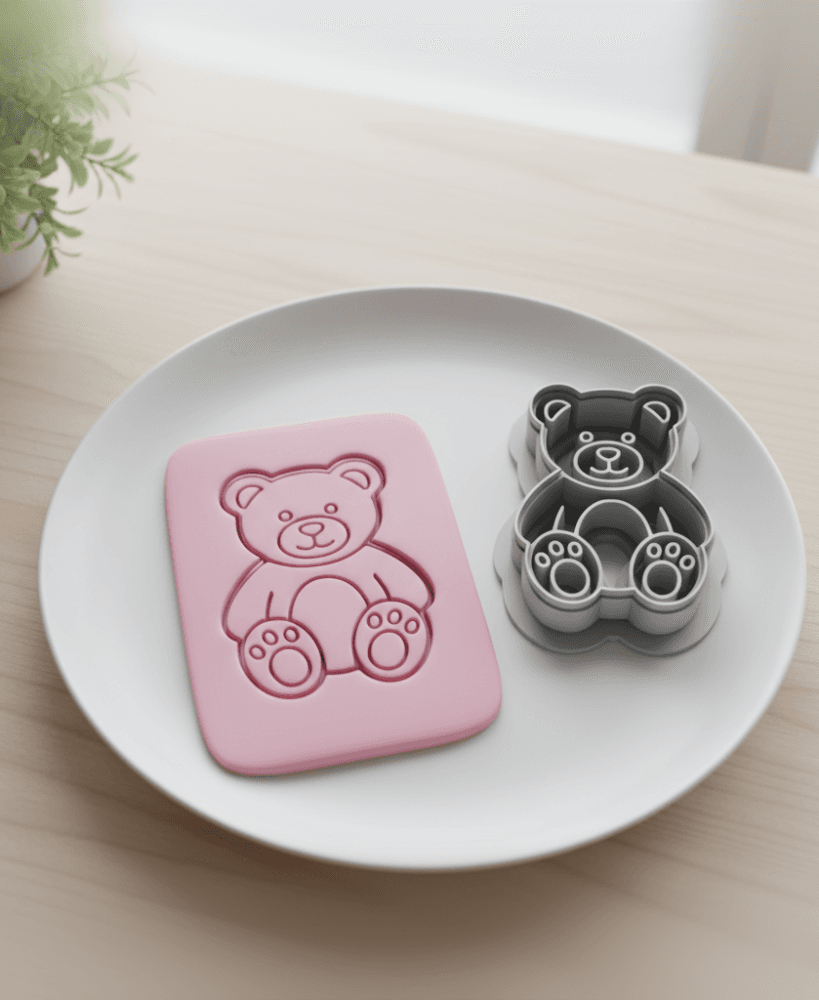 Baby Teddy Clay Cutter STL Bundle, Imprinted Design Earring Making 3d model