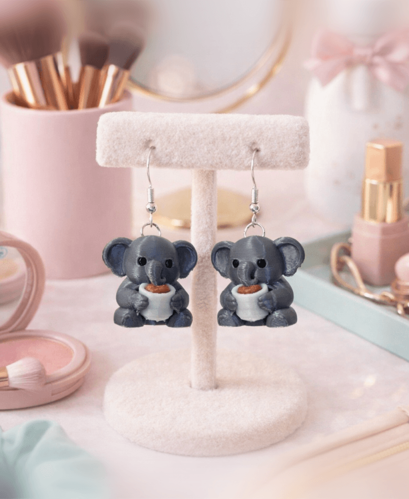 Tired Elephant Earrings 3d model