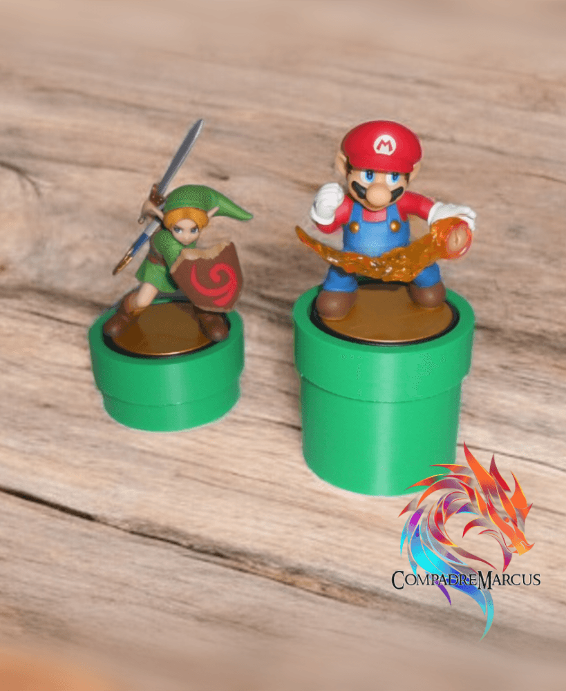 Amiibo display Mario pipe style / Set of 2 / Easy print 3d model