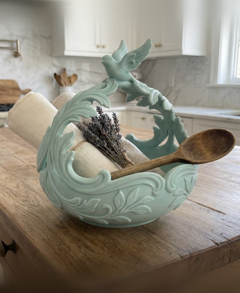 Elegant Bird Scroll Decorative Bowl STL | Vintage Inspired Centerpiece Basket | Ornate Home & Kitche 3d model