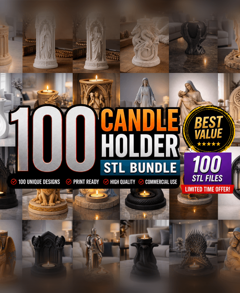 100 Candle Holder STL Bundle – Tealight Holders 3D Print Collection 3d model