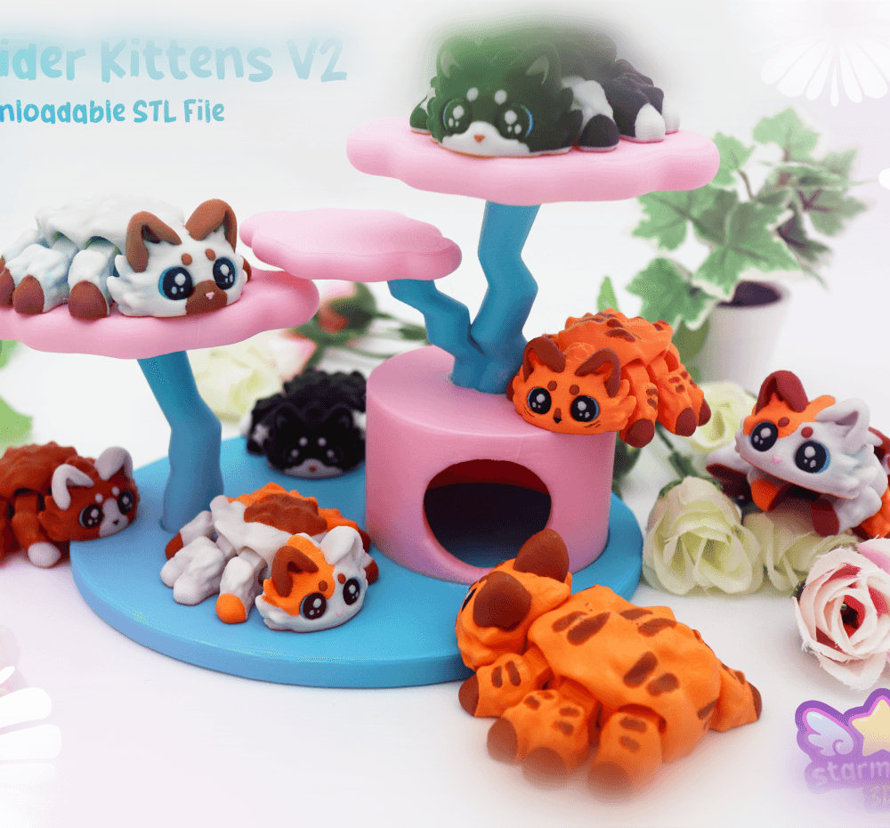Spider Kitten Flexi & Cat Tree 3d model