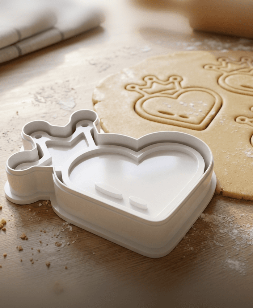 Heart With A Crown Cookie Cutter And Stamp 3d model
