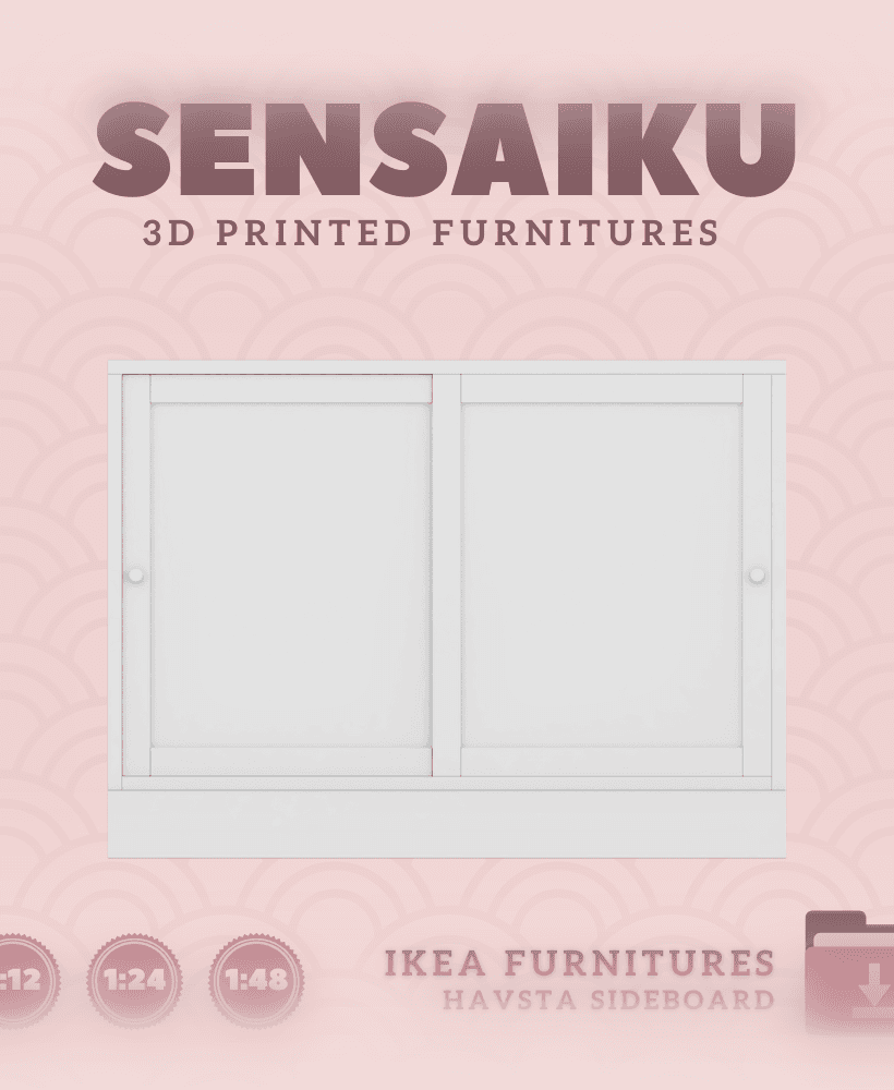 Miniature Replica HAVSTA Sideboard for Miniature Dollhouse - IKEA (1:12,24,48) - 3D Print Instant Do 3d model