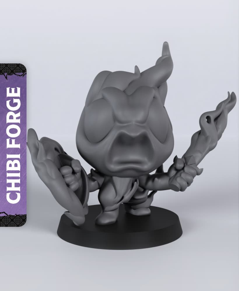 Fire Elemental Sword Chibi - With Free Dragon - 5e DnD Inspired for RPG and Wargamers 3d model