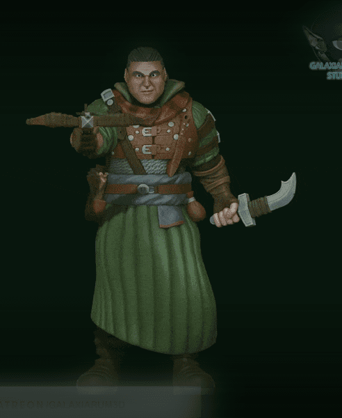 Elf warrior with a dagger and a crossbow 3d model