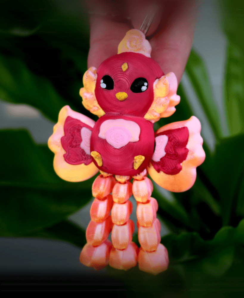 Flexi Fidget Toy Phoenix Keychain – Articulated Moving Bird Trinket, Mythical Creature 3d model