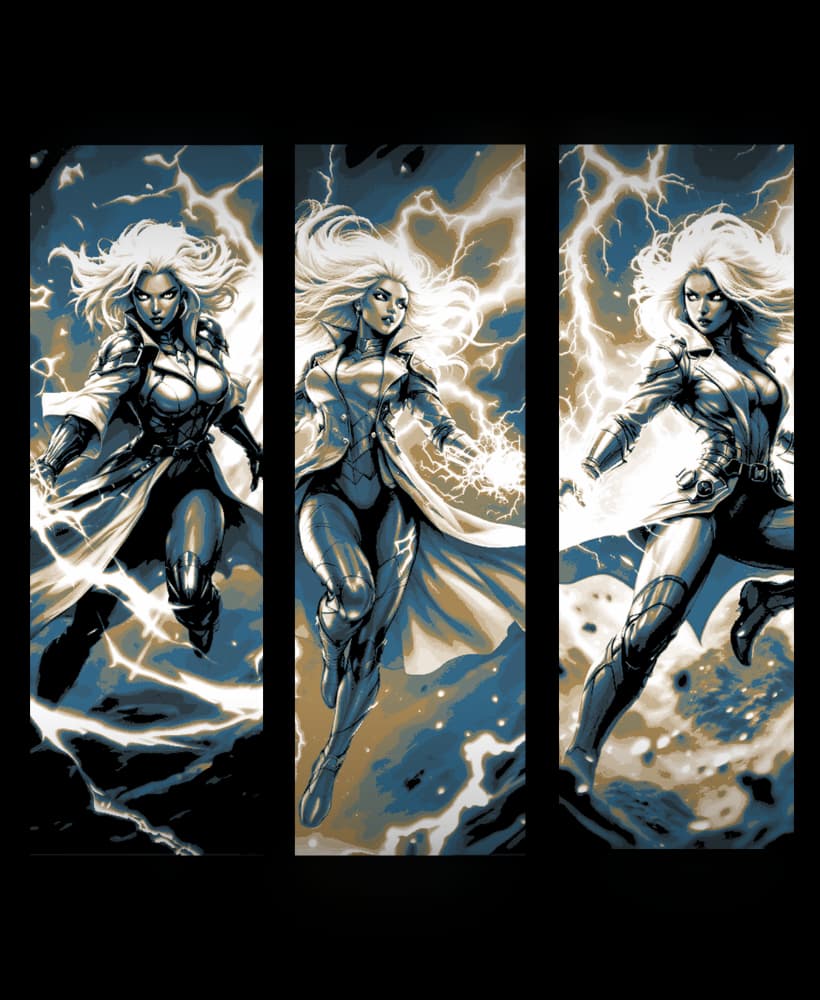 Fanart sketches of a Superhero - Marvel character Storm from X-men - Set of bookmarks 3d model