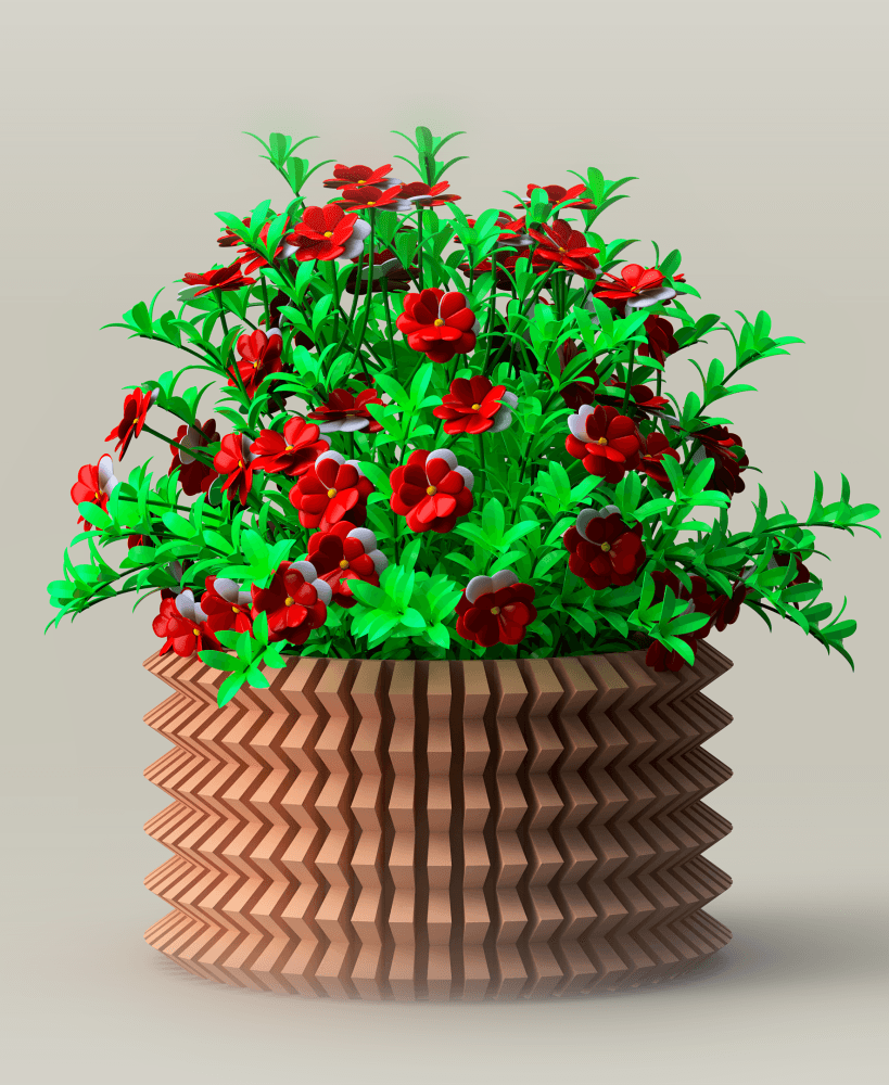 Flared Ribbed Planter 3d model
