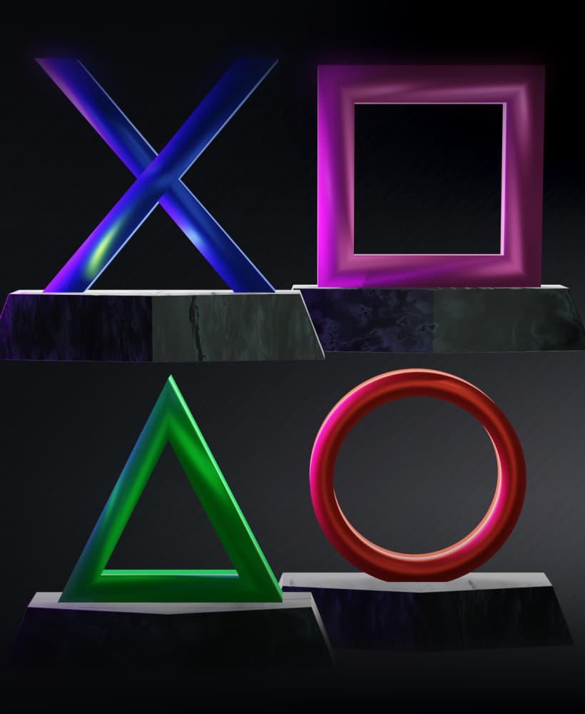 FREE Play Station Icons, Buttons Alone And Base Version 3d model