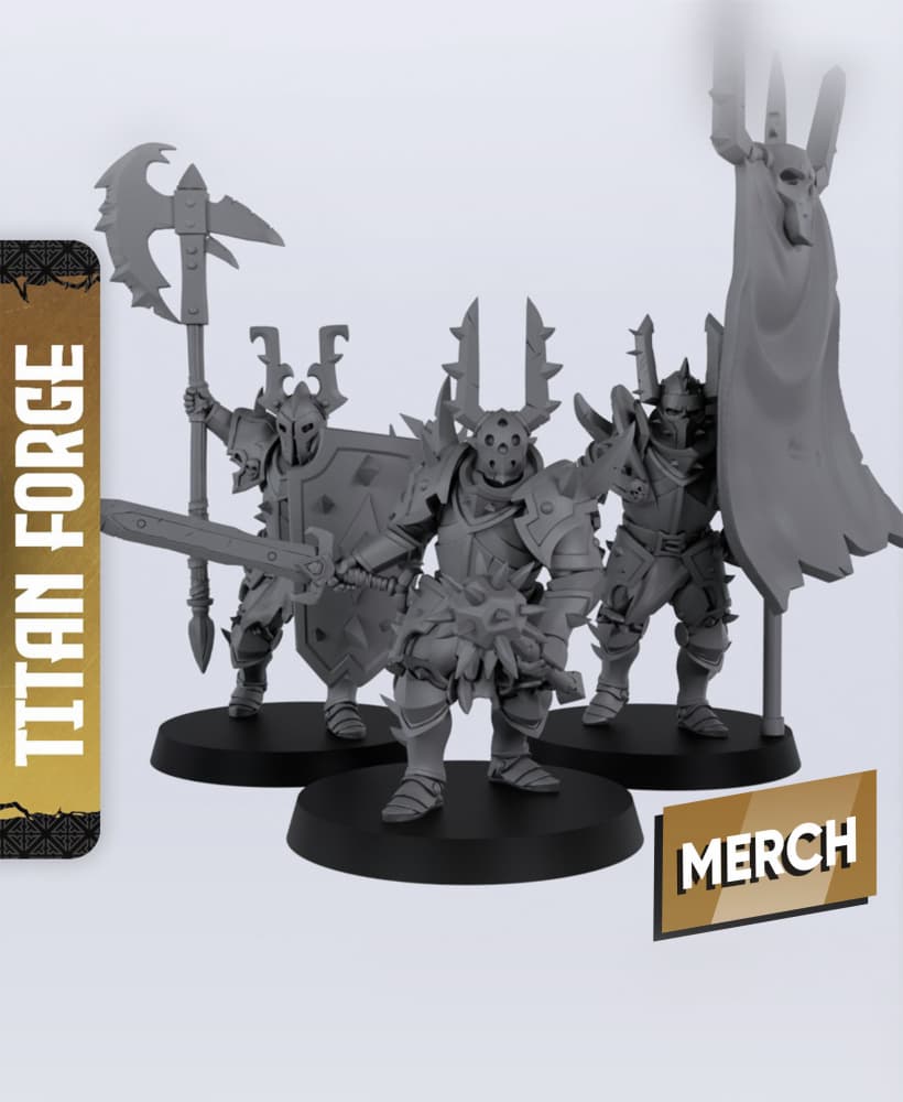Mor-Zhal Knights on Foot - With Free Dragon - 5e DnD Inspired for RPG and Wargamers 3d model