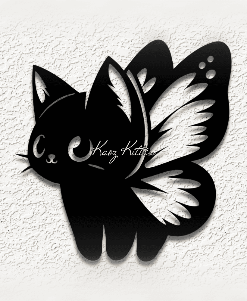 kitty cat fairy butterfly kitt wall art home decortl 3d model