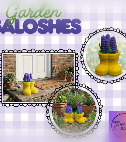 Garden Galoshes Clicker- Yellow rainboots filled with flowers! 3d model