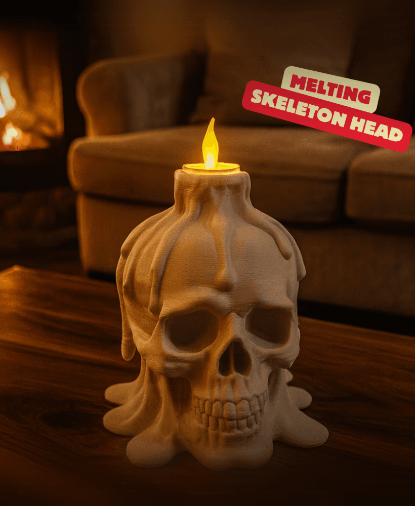 MELTING SKELETON HEAD WITH TEALIGHT / HALLOWEEN DECOR / DARK DECOR / GOTHIC 3d model