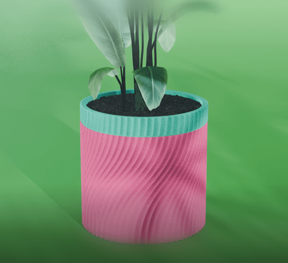 Mizu Planter Pot, Scalloped Reverse Bezier | Small, Medium, Large | Self Watering and Drip Tray 3d model