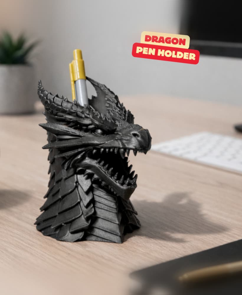 DRAGON PEN HOLDER – DESK ORGANIZER & EYE-CATCHING DRAGON BUST / GOTHIC DECOR / DARK DECOR / DESK 3d model