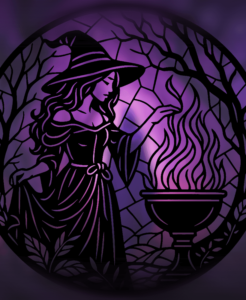Witch 2D Stained glass art 3d model