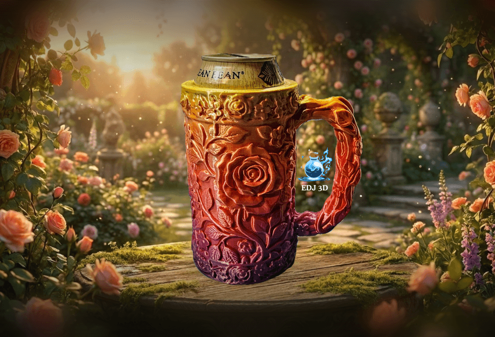 Rose and Forget-Me-Not Floral Tankard Drink Holder Combo 3d model