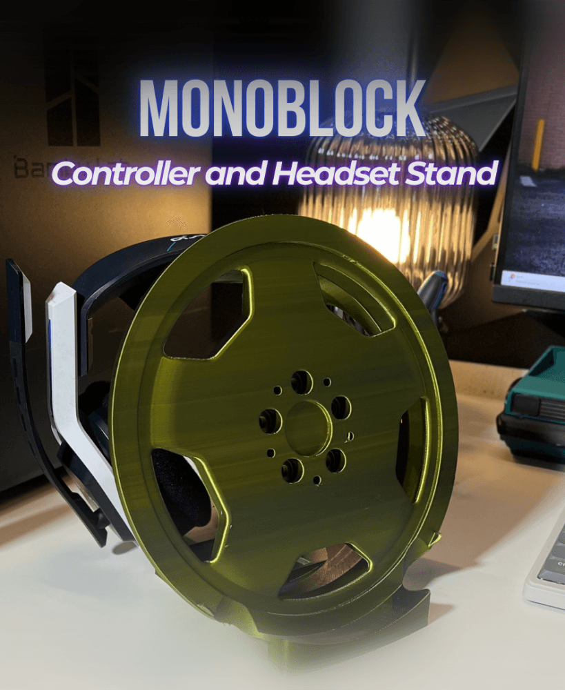 Monoblock Wheel Controller & Headset Stand 3d model