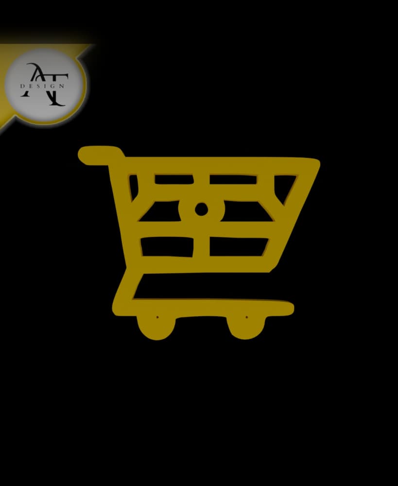 Simple Shopping Cart Symbol - 2D Art 3d model