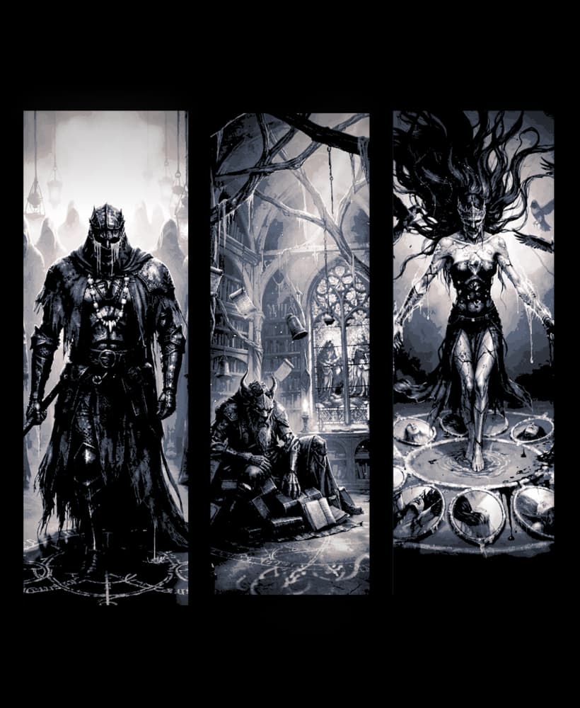 fantasy bookmark depictions of different protectors - knowledge, innocence and death 3d model
