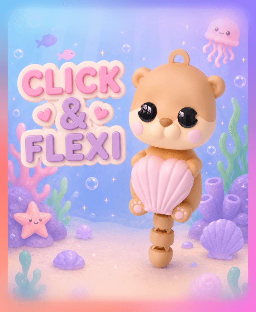 Kawaii Otter Love Heart Fidget Clicker Toy (Multicolor) 3d model