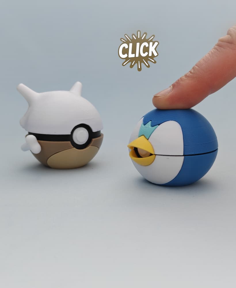 Cubone & Piplup - Pokeball Fidget Clickers 3d model