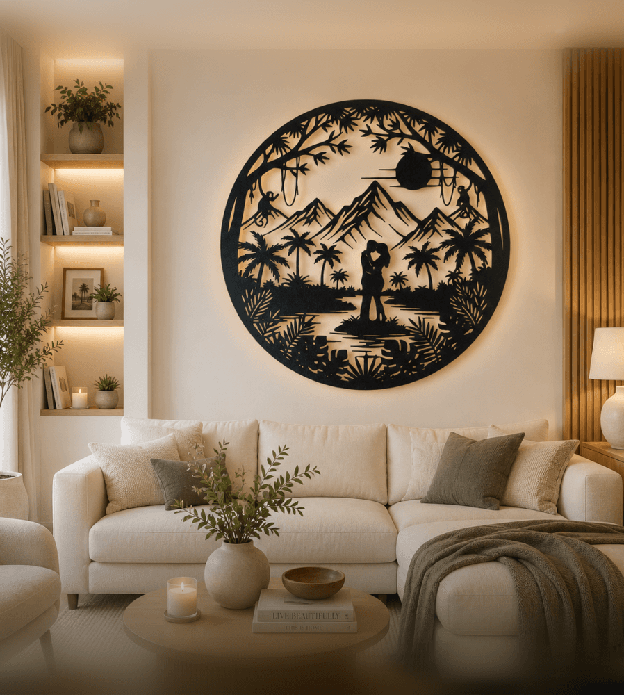 Romantic Paradise Couple 2D Wall Art.3mf 3d model