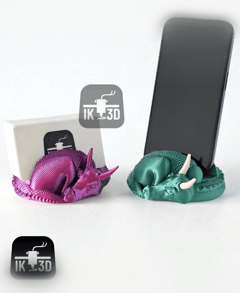 Sleepy Dragon Phone & Card Holder / No Supports / Multiparts or Multicolor 3d model