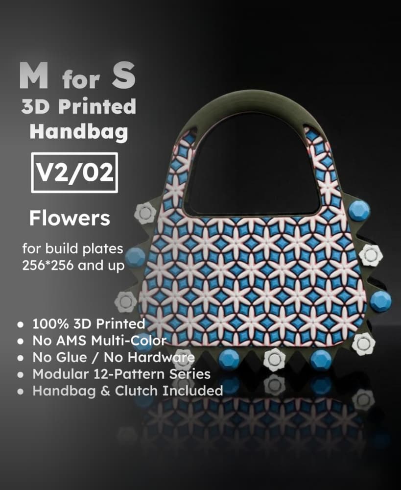 MforS 3D-printed Handbag & Clutch - V2/02 - Flowers Pattern 3d model
