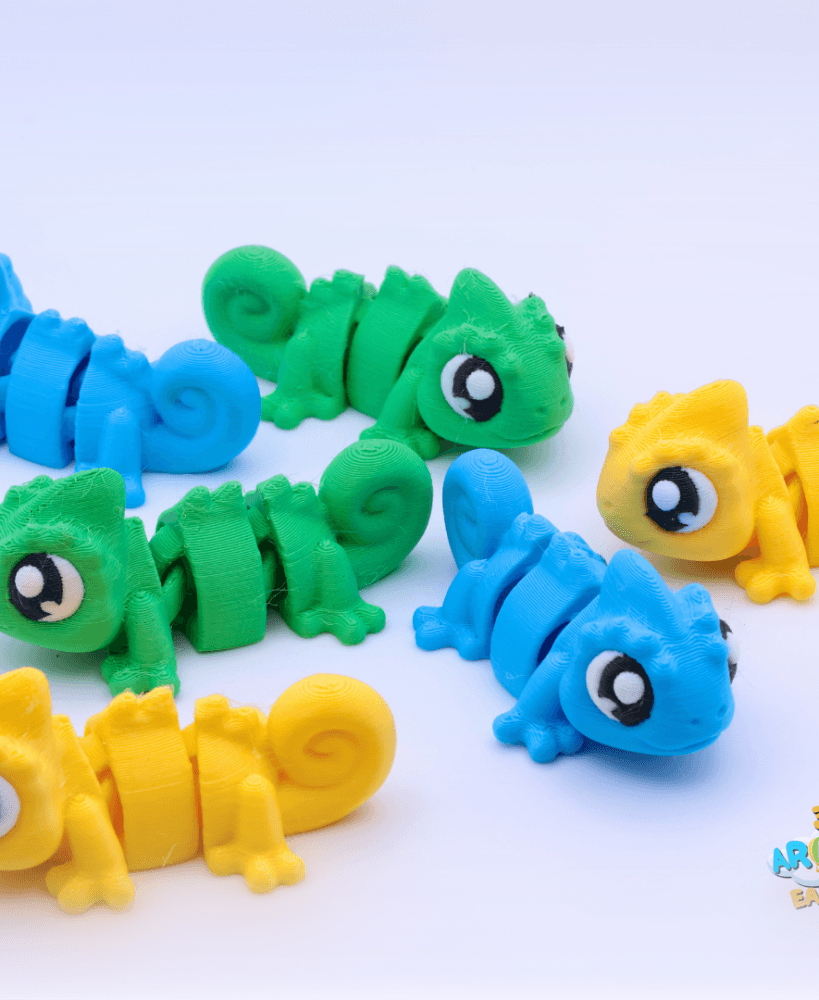 Cute Flexi Chameleon - Print in Place - No Supports - Fidget 3d model