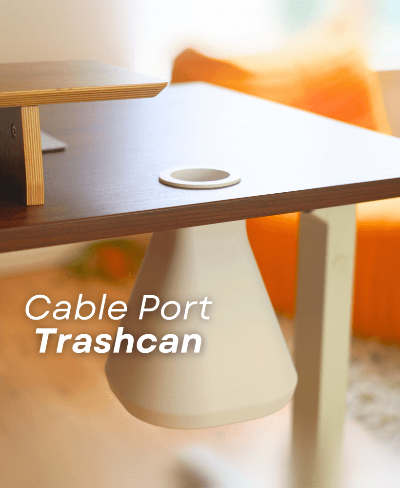 Cable Port Trash Can - For Desk 3d model