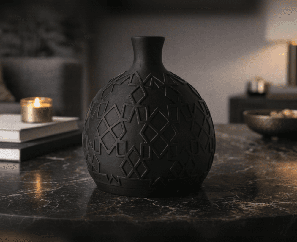 Midnight Form Vase – Sculptural Matte Black Geometric Vase 3d model