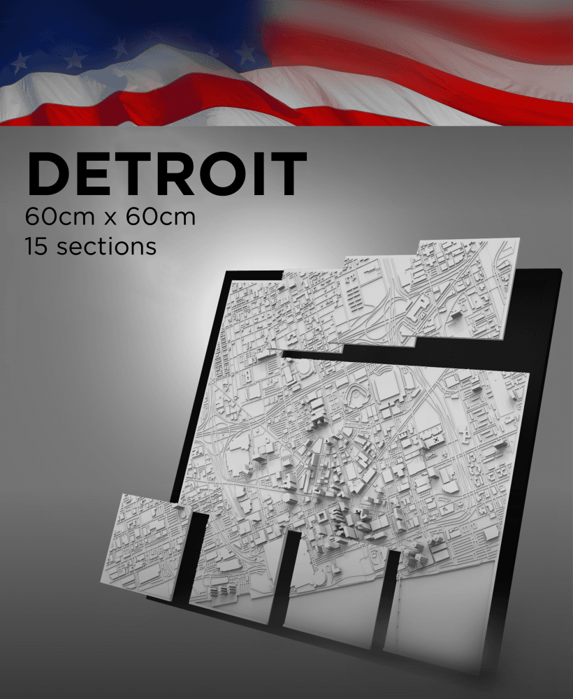 DETROIT, Skyline 3D map 3d model