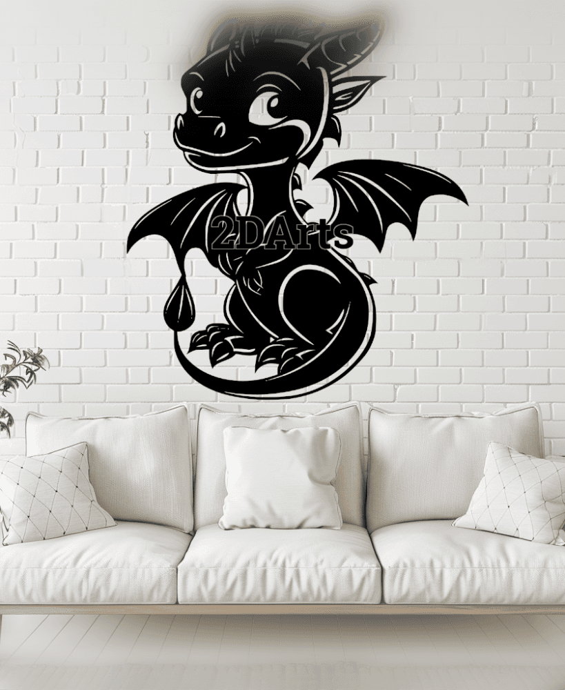 Cute Baby Dragon 2D Wall Art/Window Art - Digital STL & SVG File 3d model