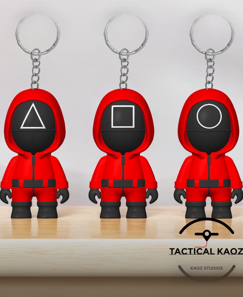 Squid Game Guards Keychain & Figurine Set 3d model
