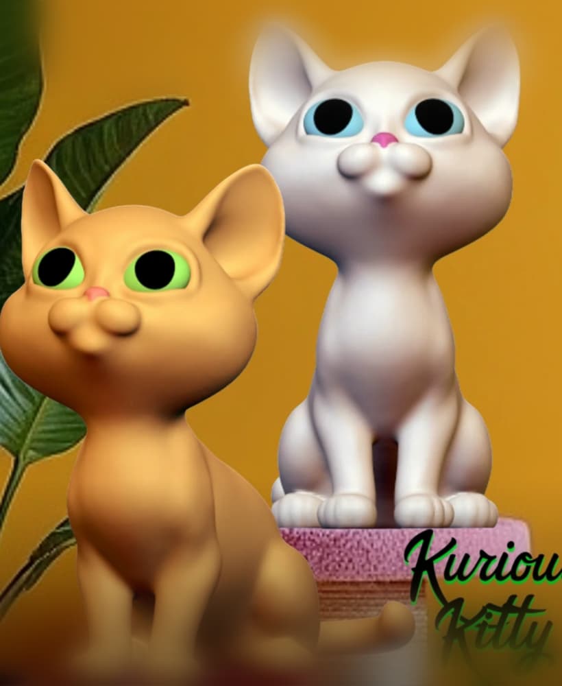 Curious Kitten Figurine 3d model