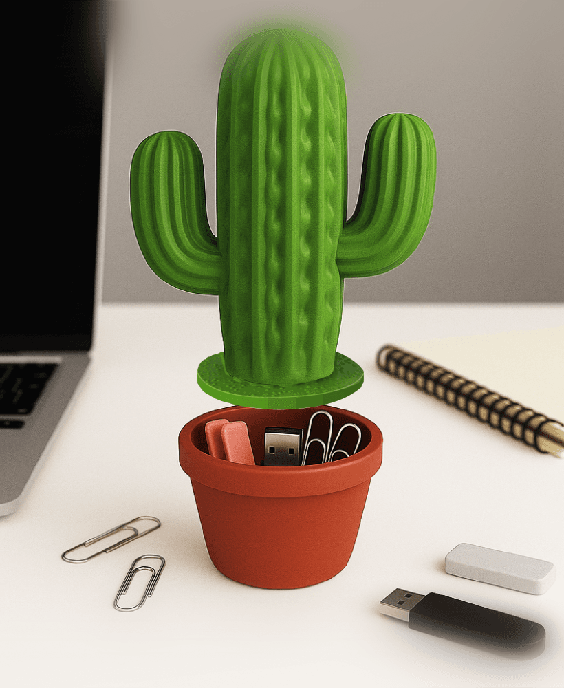 Cactus Organizer Decor | Desk Storage Pot for Office Supplies | Storage Box | Hidden Desk Organizer 3d model
