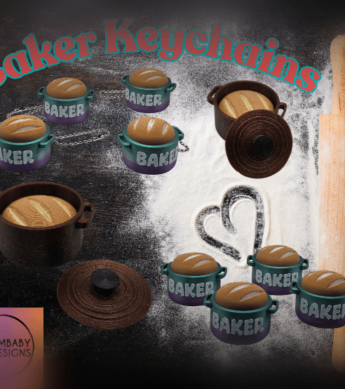 Baker Keychains- Bread in Dutch Oven 3d model