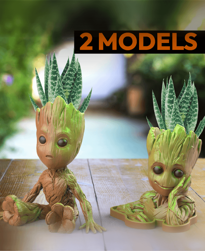 2 pcs. Baby Groot Flower Pot Set, Vase - Planter - Holder, Marvel Comics Model, 3D Vase Print Files 3d model