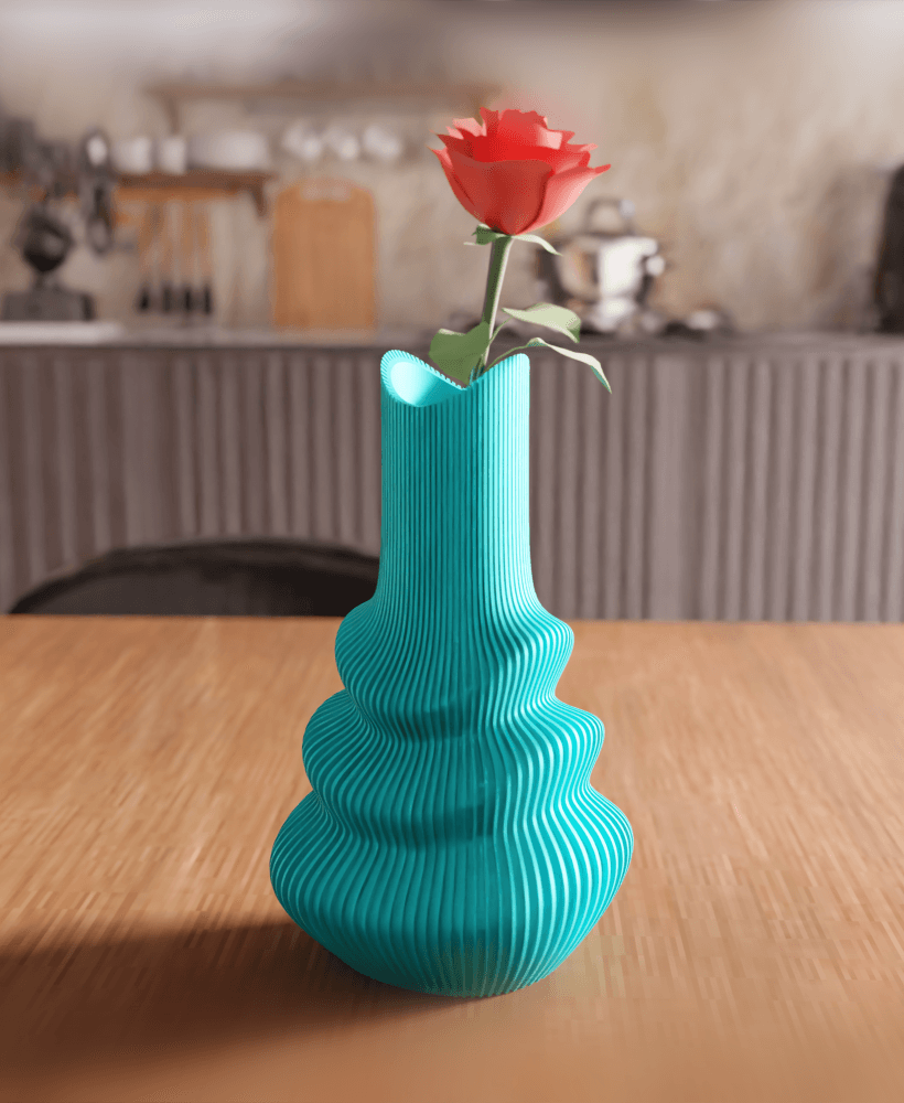 Wavy Ribbed Tiered Vase 3d model